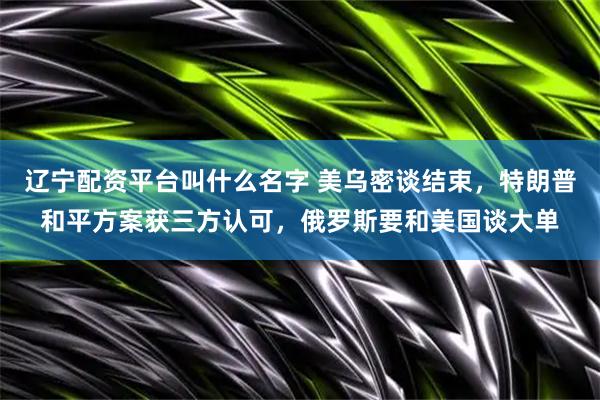 辽宁配资平台叫什么名字 美乌密谈结束，特朗普和平方案获三方认可，俄罗斯要和美国谈大单